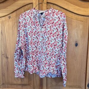Floral Red and White Women's Top